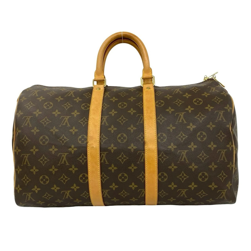 LOUIS VUITTON Vintage Brown Monogram Leather Keepall 45 Boston Bag - Picture 3 of 9